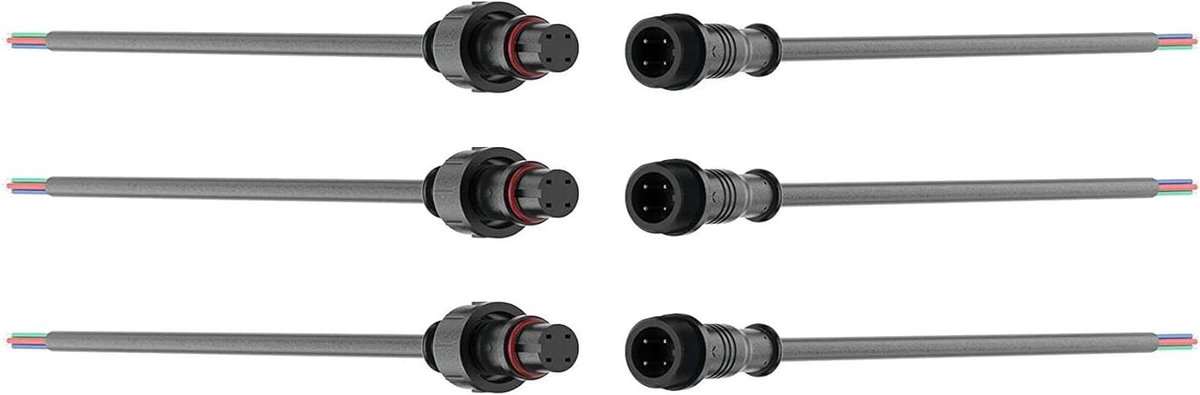 4 pins waterdichte stekker met verlengkabel van 16 AWG - 3 paar - LED stekker - Mannelijk Vrouwelijk - 4-polig - 4-aderig