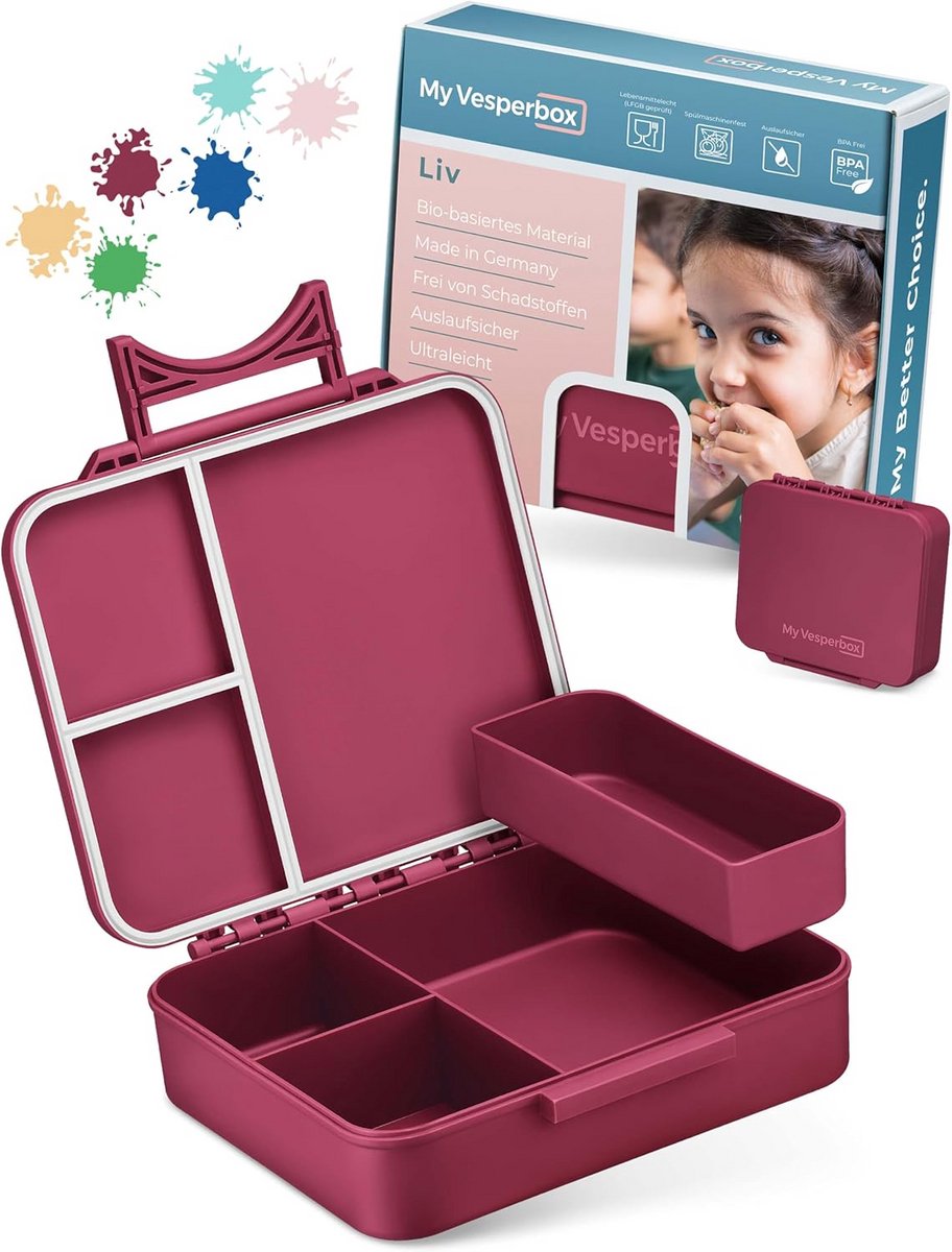Lekvrije Broodtrommel met Vakken voor Kinderen - Onbreekbaar & Biobased Lunchbox