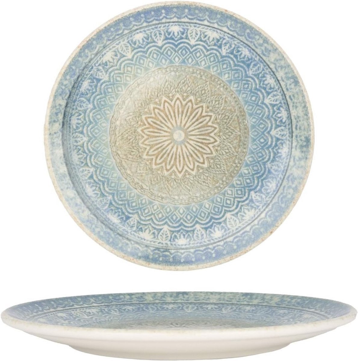 Set van 6 Porseleinen Dessertborden met Etnisch Patroon, 23 cm