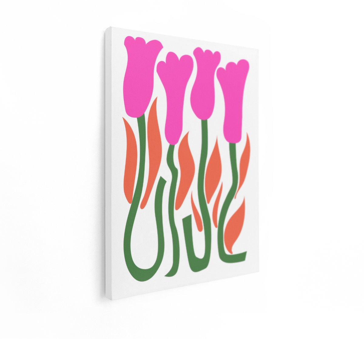 Artaza Canvas Schilderij Roze Tulpen - 30x40 cm - Wanddecoratie Bloem - Muurdecoratie Kleu