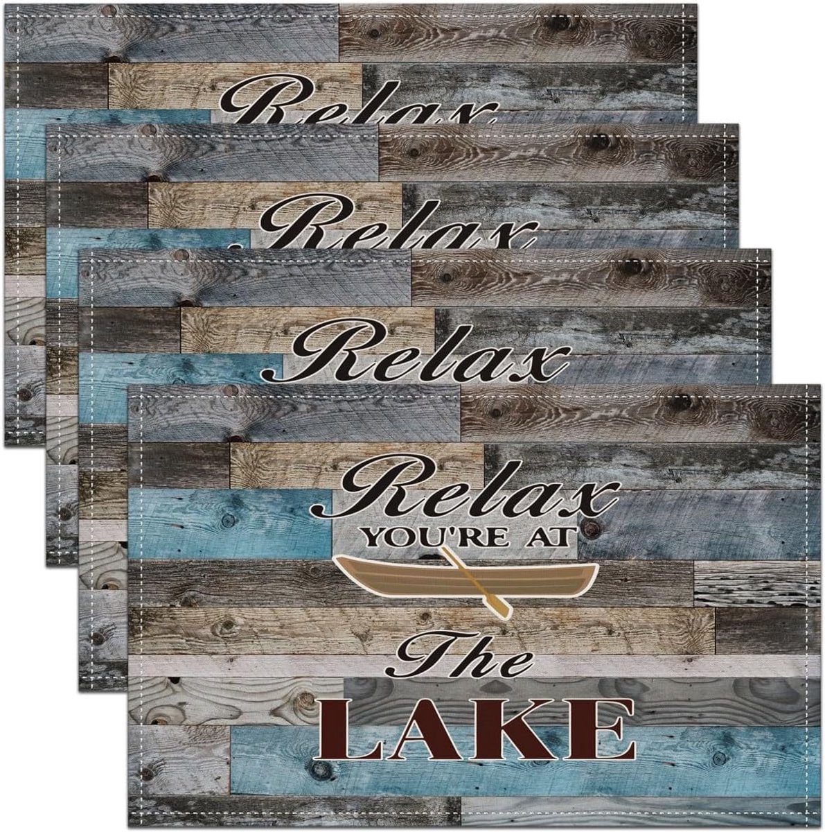 Set van 4 Placemats Houten Look Rustiek voor Keuken en Eettafel (45x30 cm) - Binnen & Buiten