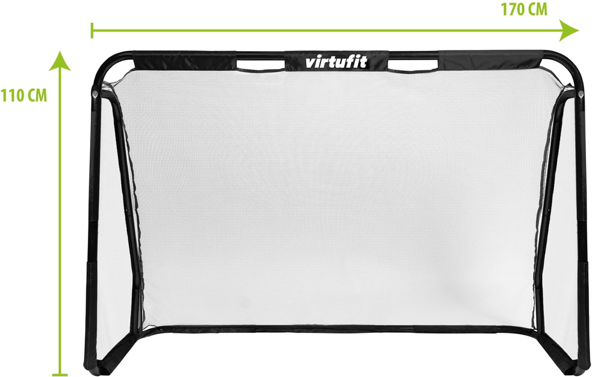 VirtuFit Voetbaldoel Pro met Doelwand - Voetbalgoal - 170 x 110 cm - Doelwand met 2 open zones - Snelle montage - Voetbaldoel met gatendoek - Inclusief 4 grondankers — afbeelding 6