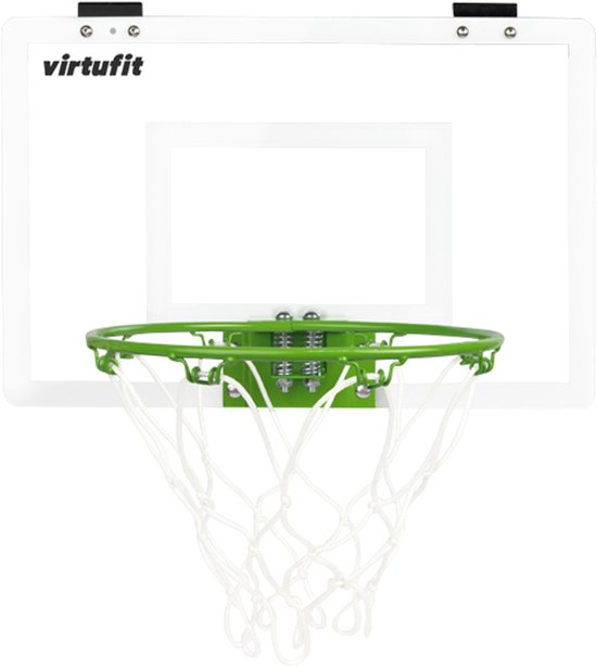 Wit VirtuFit basketbalbord met groene ring en witte net.