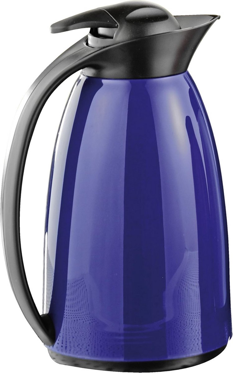 RVS Thermoskan 1 Liter - Blauwe Isolerende Kan met Glazen Binnenwerk