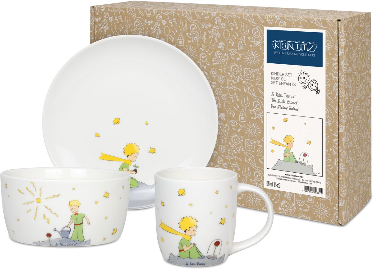 Könitz kinderset 3-delig Le Petit Prince, bord, beker, kom, New Bone, kleurrijk, 1150002901
