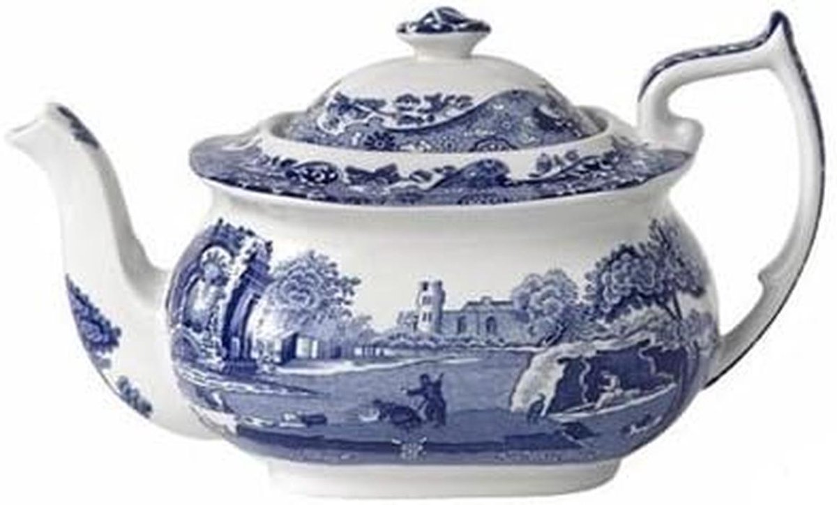 Klassieke Theepot Blauw Italiaans Design 1.1 Liter Keramiek