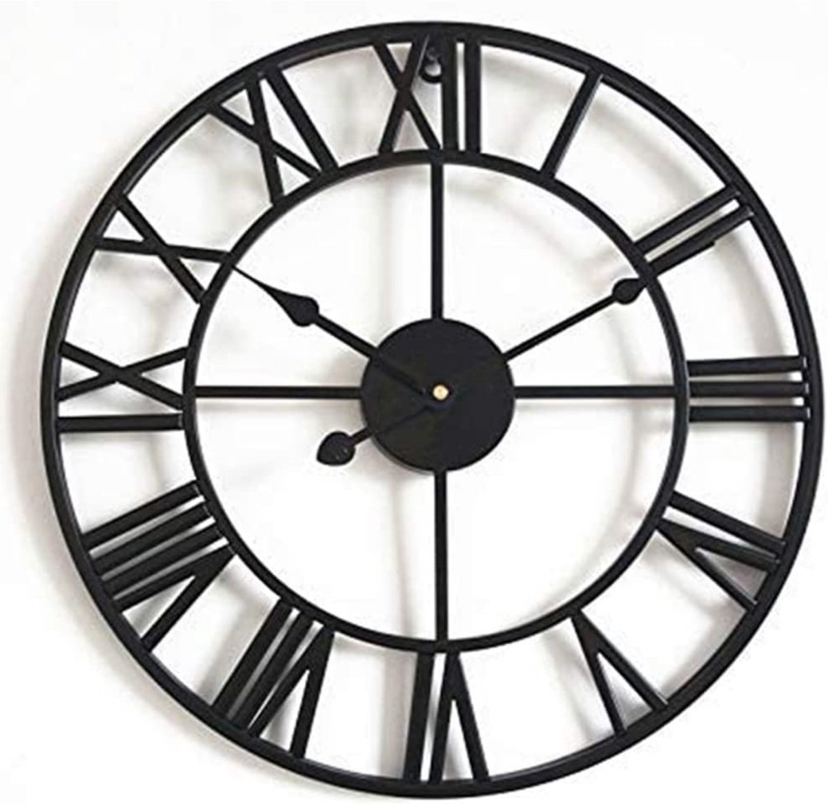 longziming -Wandklok - Klassieke Wandklok - Groot Formaat Met Romeinse Cijfers En Geruisloze Secondewijzer - 40 Cm - Voor Thuis En Kantoor In Zwart