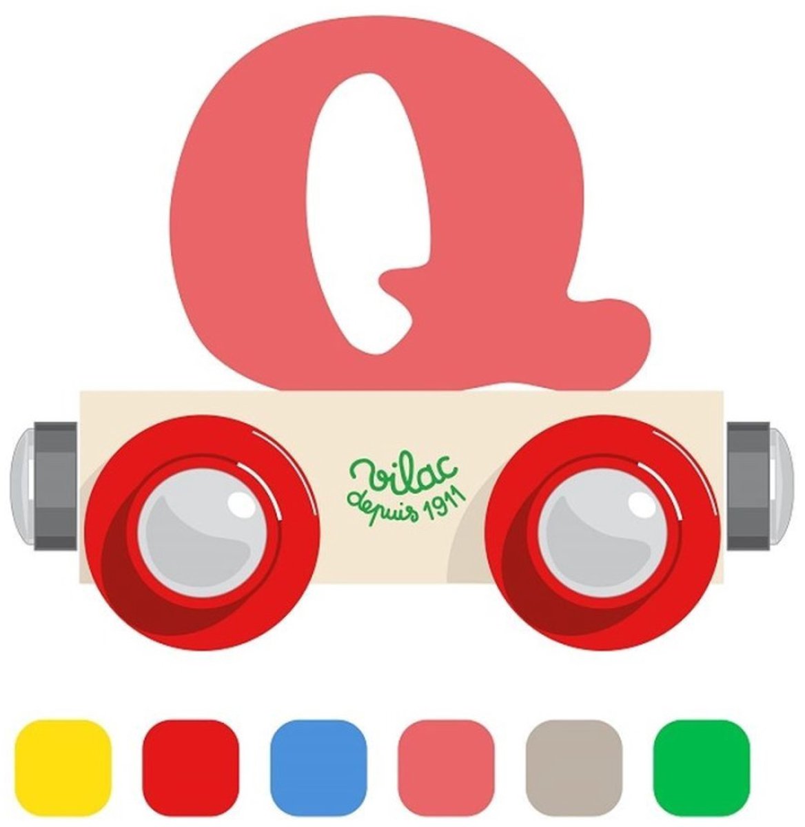 Vilac houten speelgoed wagon letter Q educatief multicolor.