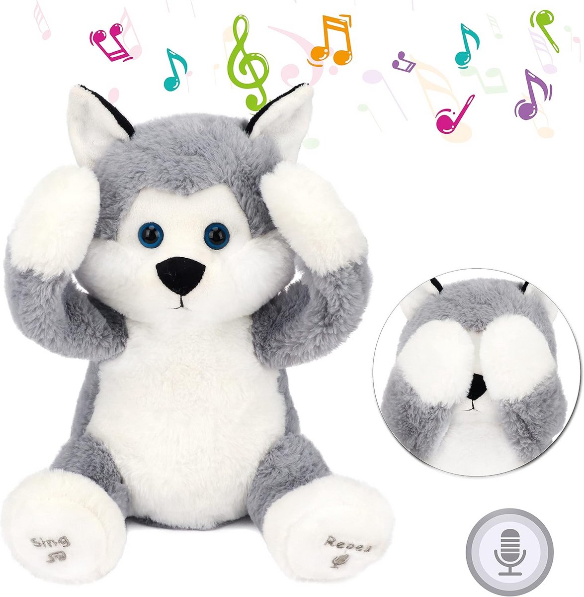 Interactief Pluche Husky Speelgoed dat Zingt en Zegt Wat Je Zegt