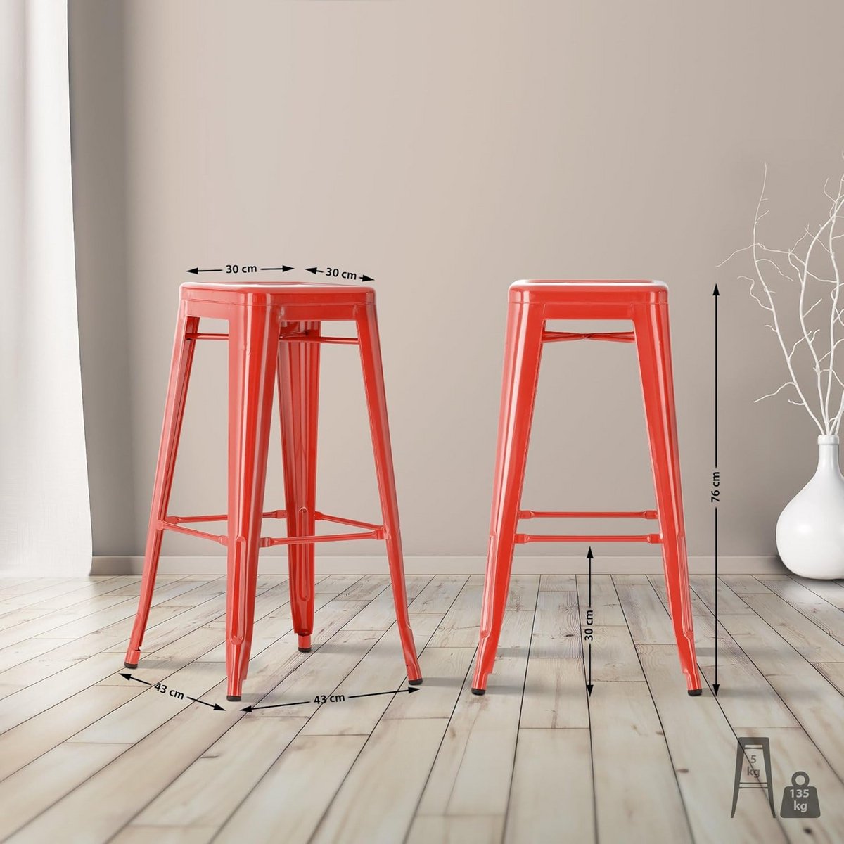 Stapelbare Barkruk met Voetsteun - Robuust Metalen Design voor Thuisbar