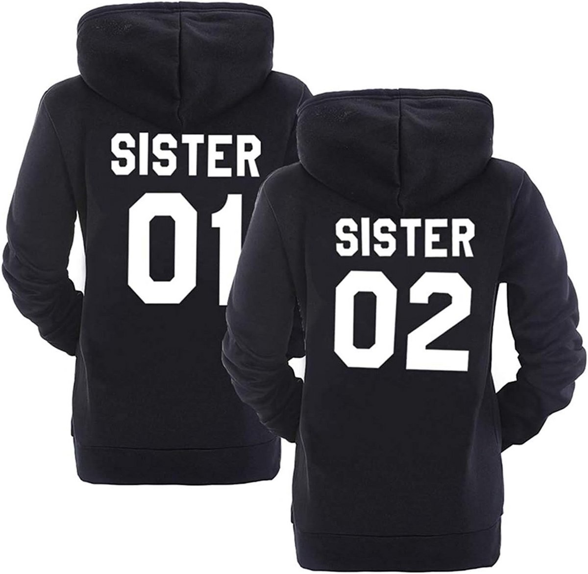 Dames Hoodie Trui met Capuchon voor Zussen of Beste Vriendinnen - Comfortabele Sweater Zwart
