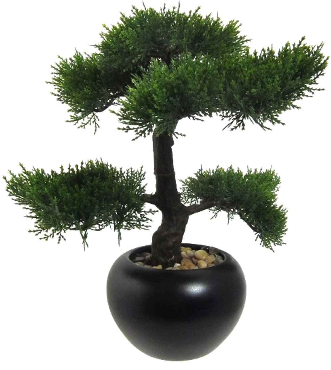 Kopu Kunstmatige Cederbonsai 37 cm met Zwarte Pot - Bonsaiboom