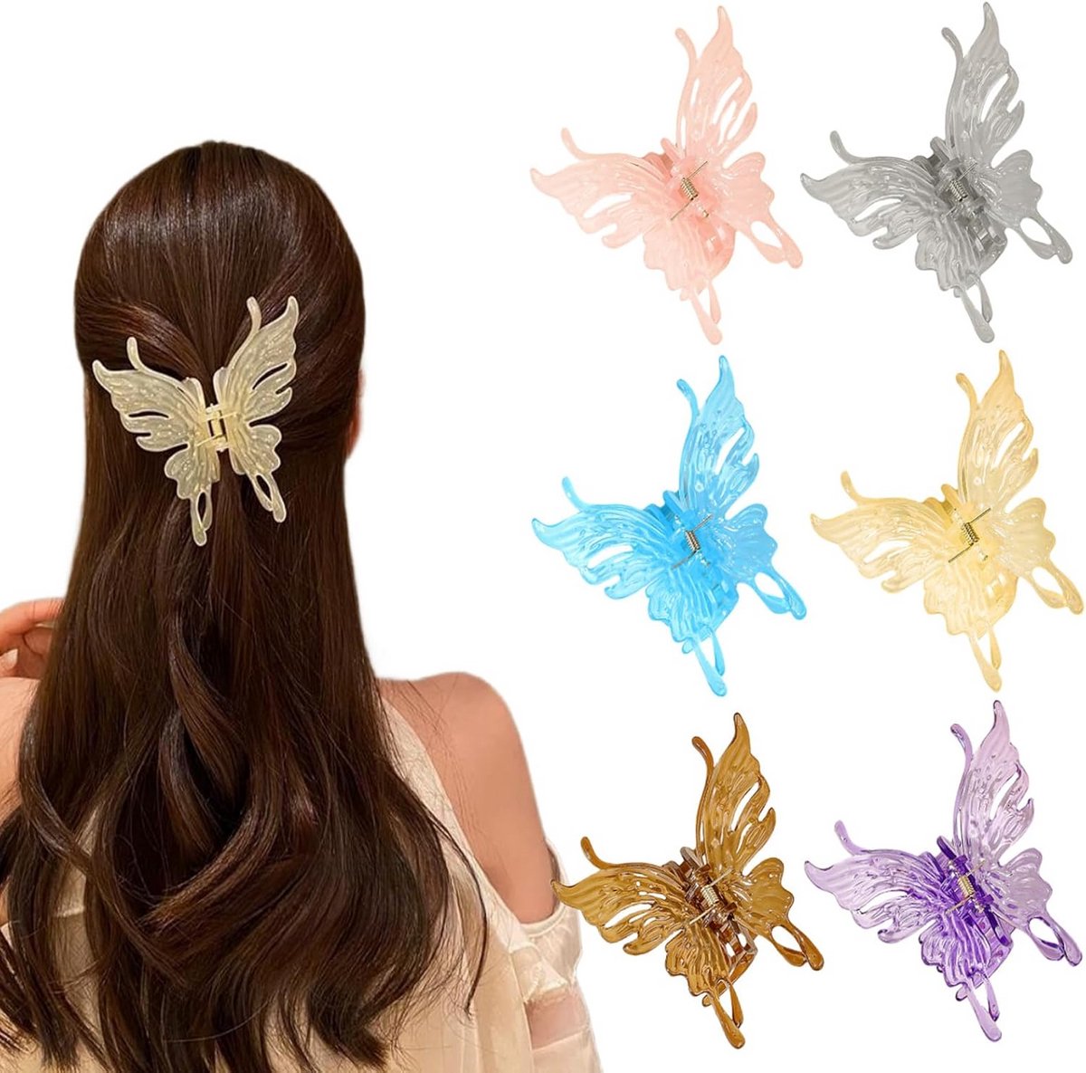 6x Grote Matte Bloem Haarspeld - Antislip Bloemen Haarclip voor Dik Haar