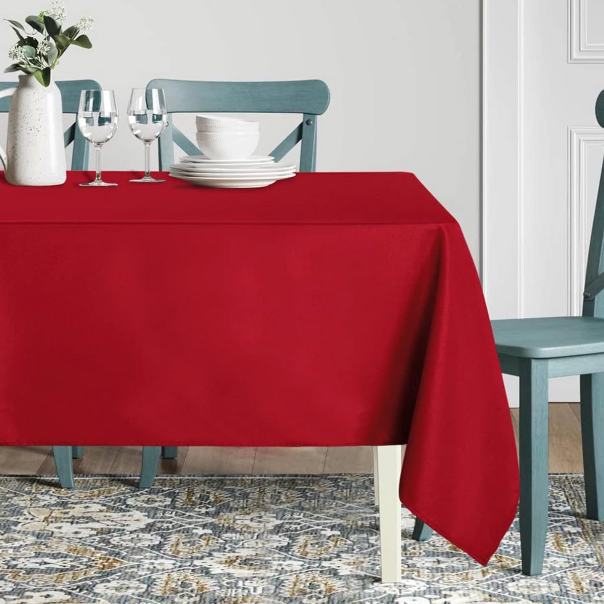 Waterdicht Rechthoekig Tafelkleed Rood voor Binnen en Buiten - 137x240 cm