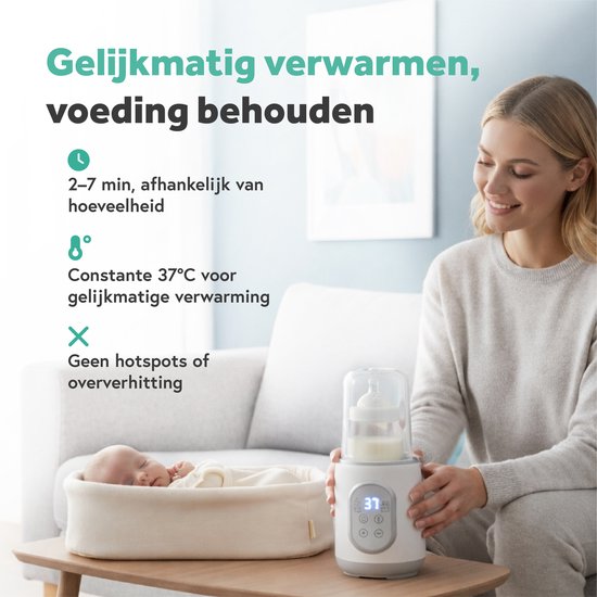Qwali Flessenwarmer - Safe - Warmhouden - Ontdooien - Steriliseren - Draagbare - Baby Flessen - Warmers - Fles - Verwarmer - Onderweg - Voeding van Qwali — afbeelding 4