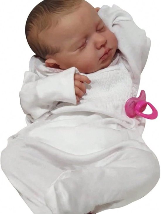 ZIYIUI 20 Inch (50 Cm) Reborn Pop - Volledig Siliconen - Realistische Slapende Baby - Met Kleding, Fopspeen, Fles & Geboorteakte - Cadeauset