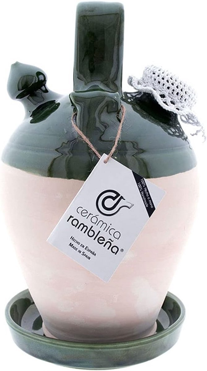 Traditionele Keramische Pot met Groene Rand Handgemaakt 4 Liter