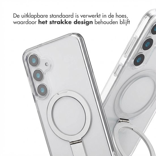 Accezz Coque pour Samsung Galaxy S25 Plus - Accezz Ring Stand Back Cover Compatible avec MagSafe - Transparent