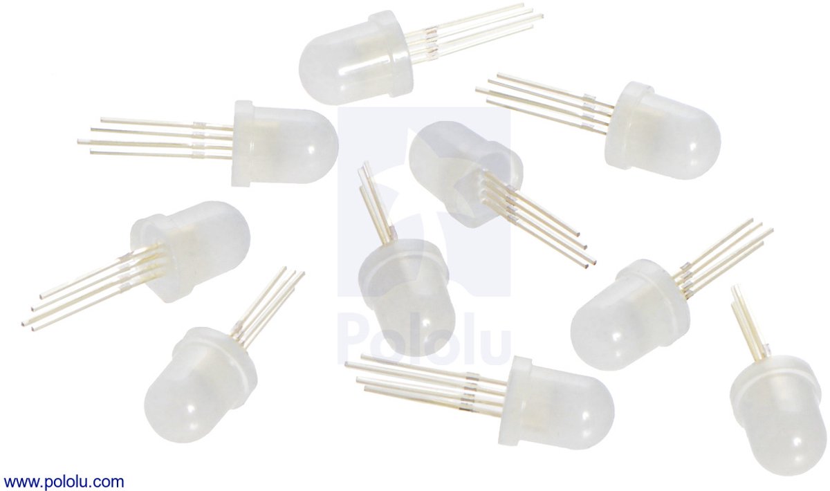 Pololu Addressable Through-Hole 8mm RGB LED met Diffuse Lens, WS2811 Driver (10-Pack) Pololu 2536