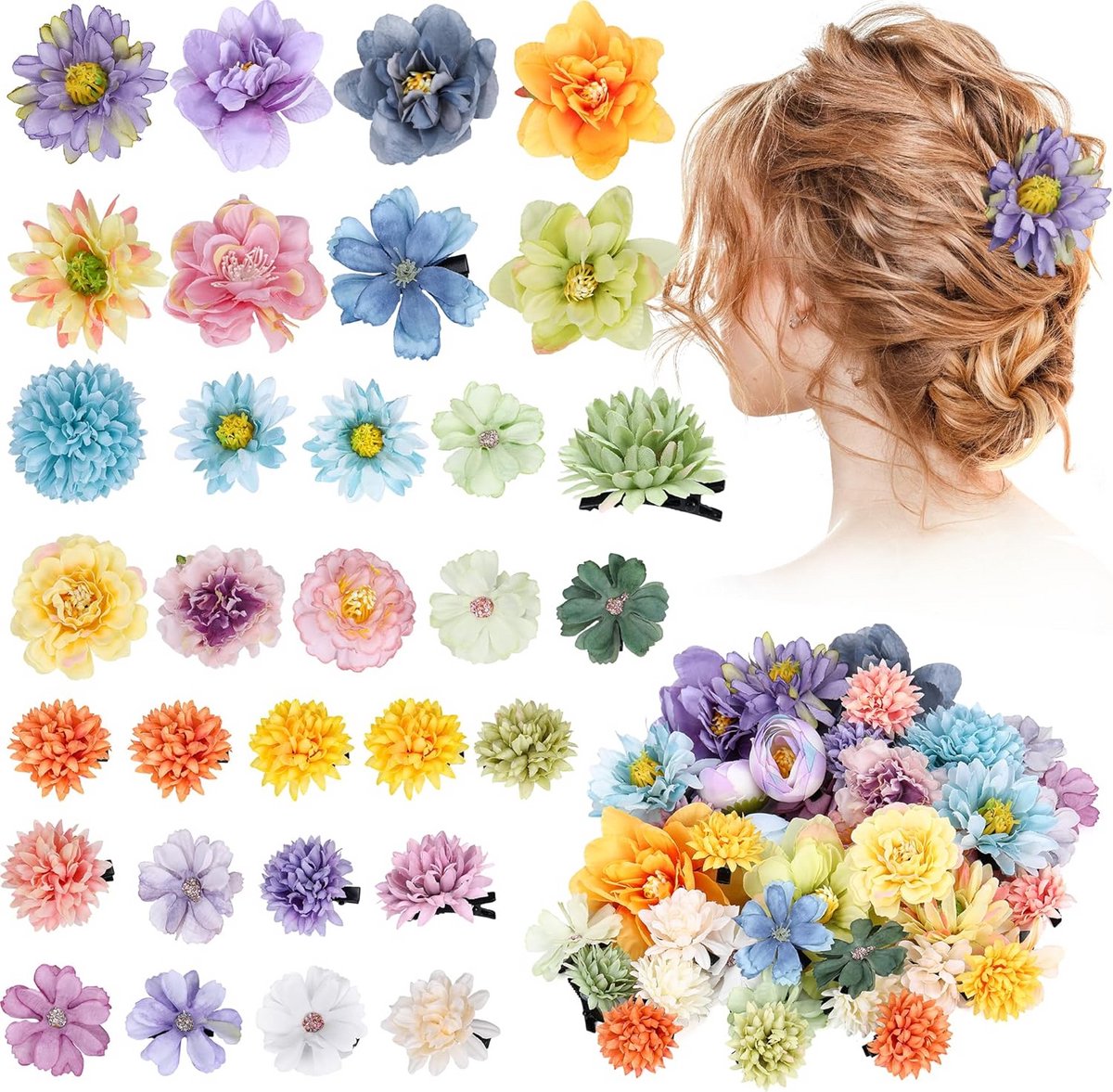 Grote Set Bloemen Haarspeldjes Handgemaakte Bloemaccessoires voor Dames en Bruid