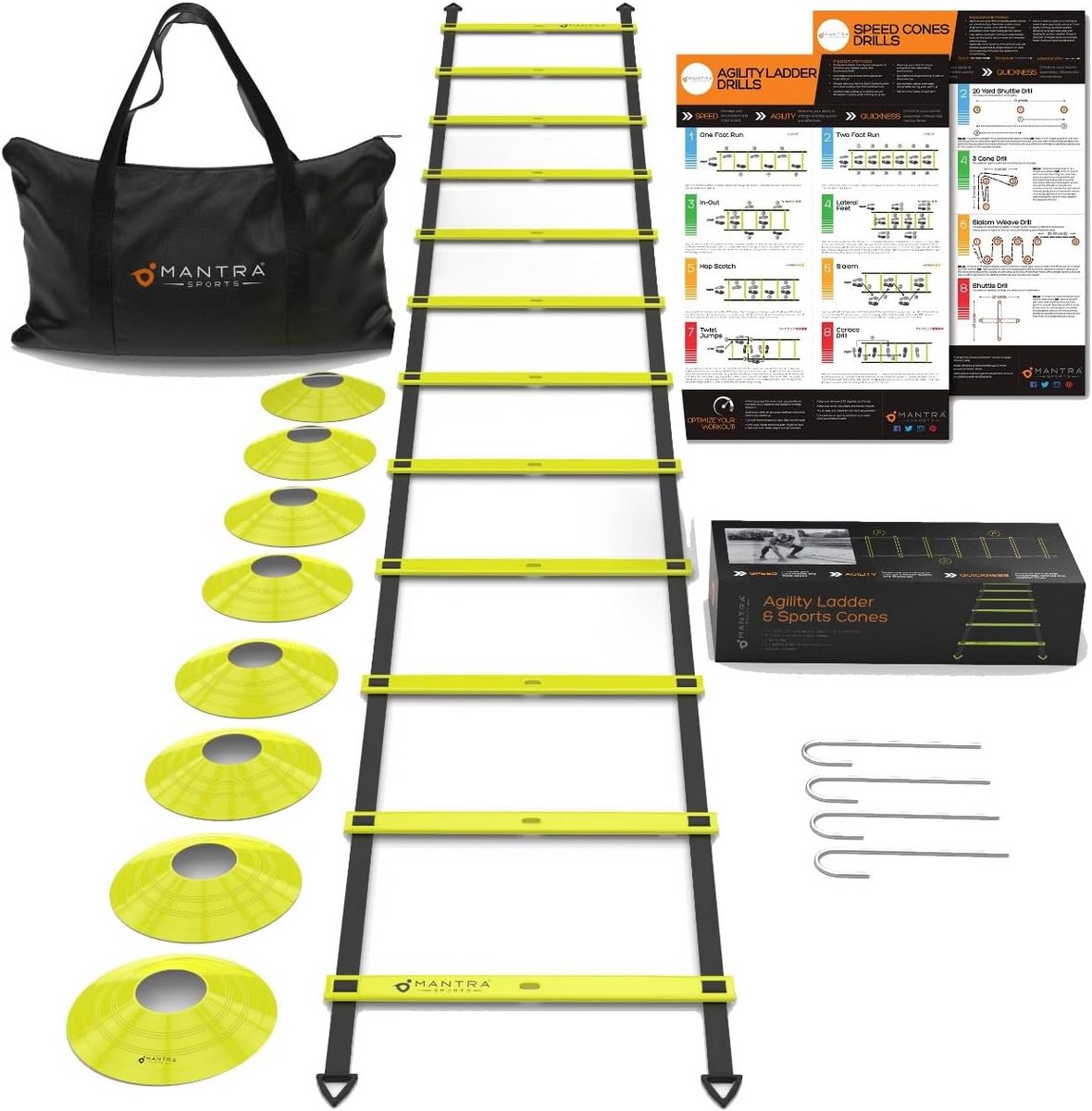 Behendigheidsladder Set met Snelheidskegels voor Voetbaltraining en Fitness Oefeningen