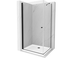 Mexen Pretoria draaideur douchecabine 90 x 110 , transparant, zwart + Flat douchebak - 852-090-110-70-00-4010B