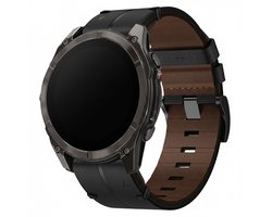 Leren bandje - kalfsleer - geschikt voor Garmin Fenix 5 (PLUS) / 6 (Pro) / 7 (Pro) / 8 (47 mm) / E (47 mm) / Epix (Pro) (2) 47 mm / Approach S60/S62/S70 47 mm / MARQ / Instinct 1/2/3 (45mm) - zwart