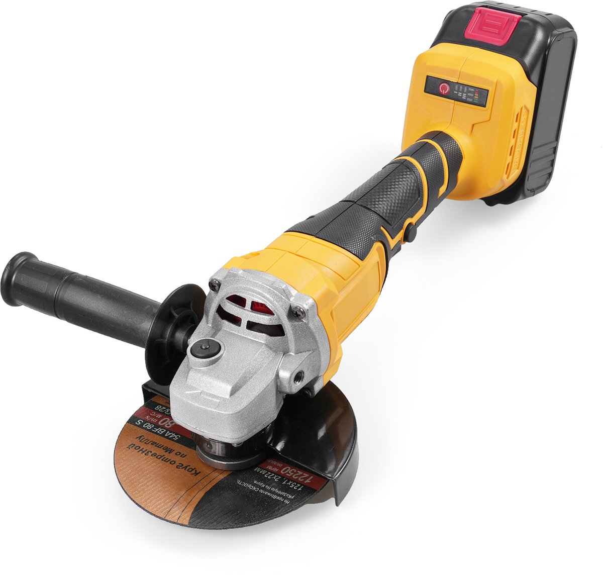 Haakse Slijper – 125mm – 21V Draadloos – Borstelloze Motor – 2 Accu's – Voor Slijpen en Snijden
