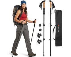 Outtec® Nordic Walking Stokken, Wandelstokken, Trekkingstokken - Verstelbaar 65-135cm - Anti-Shock - Ultralichte Trekkingstokken voor Mannen en Vrouwen - Wandelen, Trekking