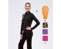 Mountain Hero Rugbeschermer Wintersport Kinderen – Uitwisselbare Beschermingspad – Set met 2 Skipullys Zwart en Blue Echo – Ski en Snowboard - 140