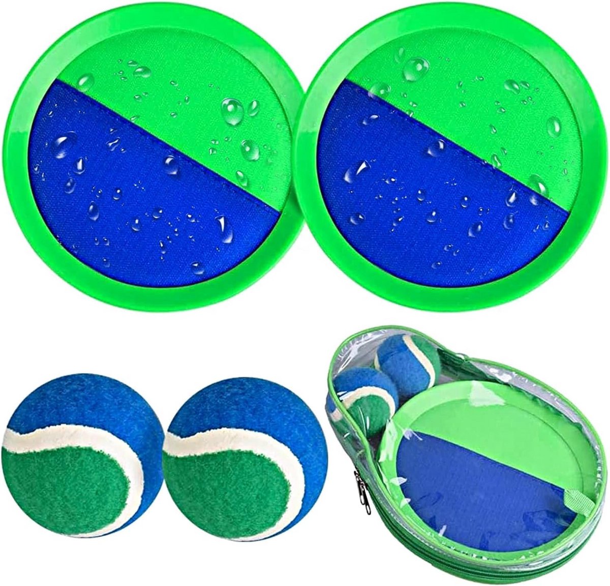 Klittenbandbalspel Set (2 Rackets & 2 Ballen) - Waterspeelgoed en Tuinspel voor Kinderen vanaf 3 Jaar