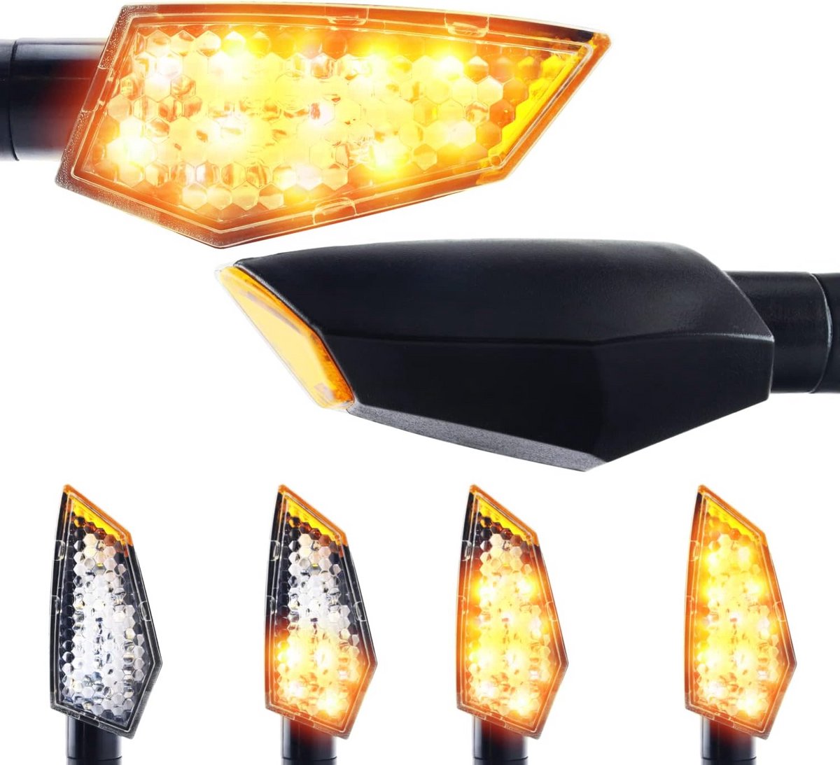 Universele LED Knipperlichten Motorfiets - E-Keurmerk Sequentiële Richtingaanwijzers (2 Stuks)