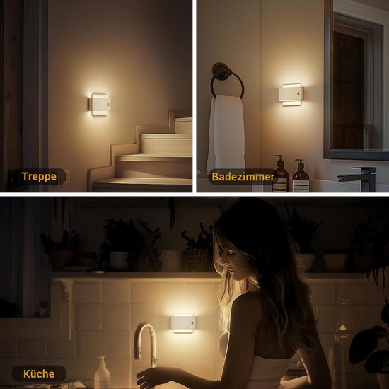 Nachtlampje met Bewegingssensor voor Stopcontact (2 Stuks) - Dimbare Warme Wit, Automaat voor Gang, Slaapkamer, Trap van Merkloos — afbeelding 4