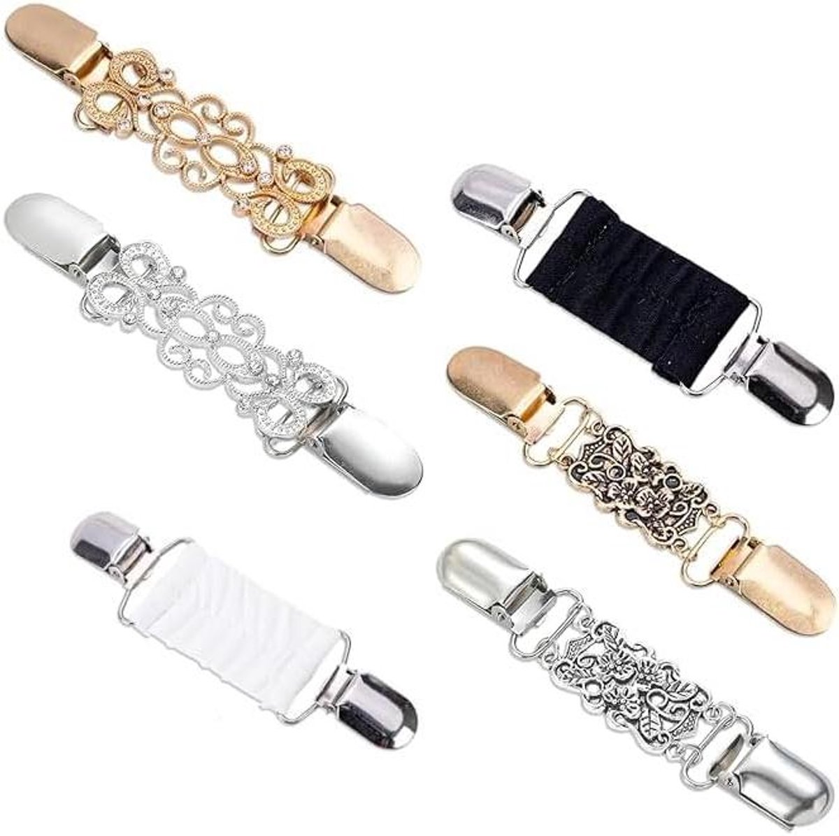 Vest Clip Set - 6 Stuks Diverse Kleuren en Stijlen - Geschikt voor Werk, Bruiloft en Formele Gelegenheden