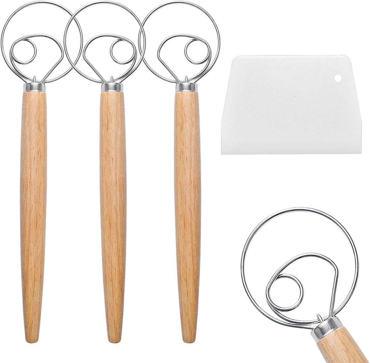 Set van 3 Deeg Gardes RVS met Deegschraper voor Brood en Gebak