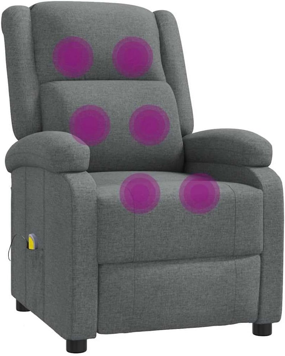 Comfortabele Stoffen Massagefauteuil Donkergrijs - Elektrische Relaxstoel