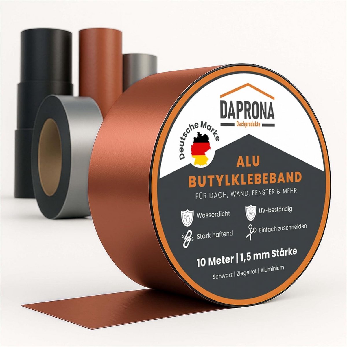 Waterdichte Butyl Afdichtband Rood Aluminium 10m x 75mm voor Reparatie en Afdichting