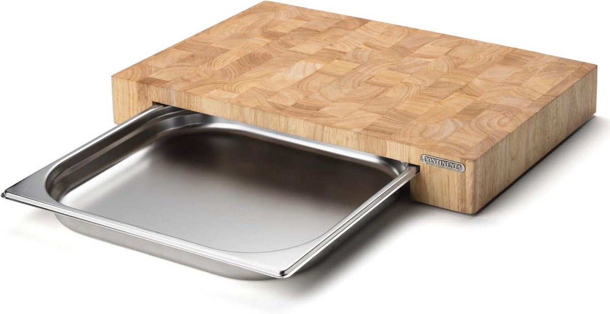 Houten Snijplank met Uitschuifbare Roestvrijstalen Lade