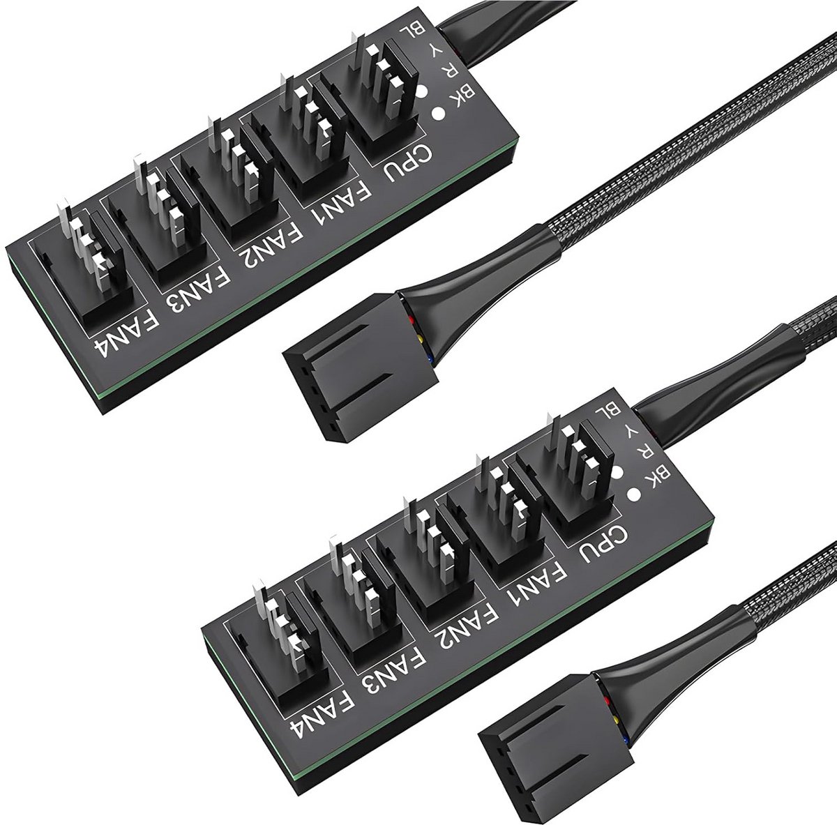 Set van 2 PWM Ventilator Hubs 5-Weg Splitter voor 12V PC Fans