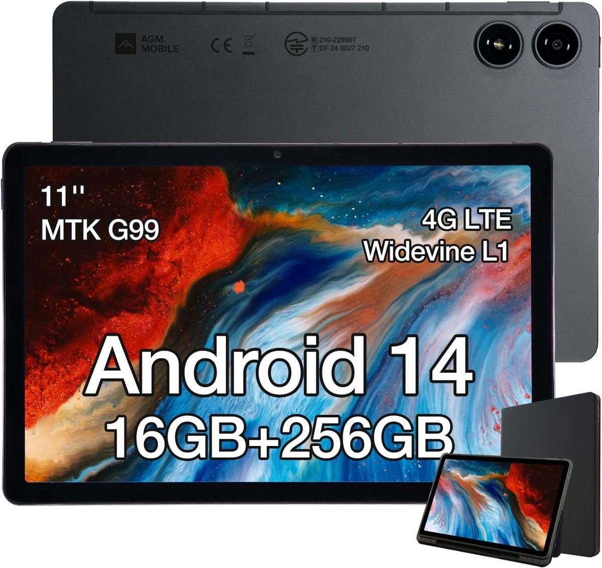 Android 14 Tablet 11 Inch FHD+ 90Hz, 16GB RAM, 256GB Opslag, 4G Dual SIM, 50MP Camera