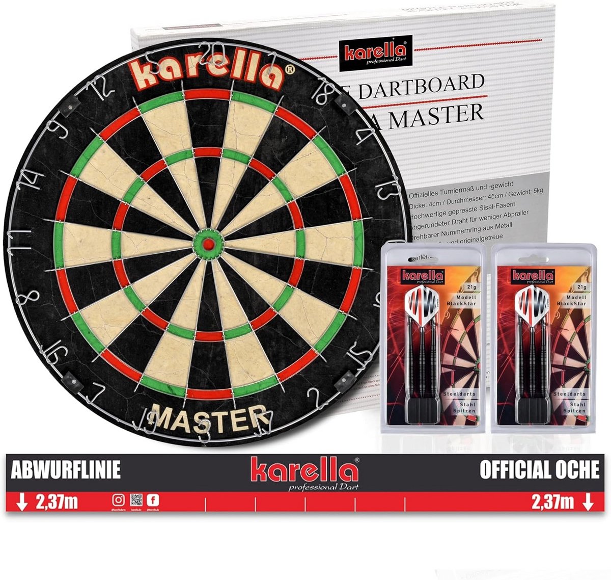 Professioneel Steeldartbord Set met 2 Sets Steeldarts en Dartmat voor Beginners en Gevorderden