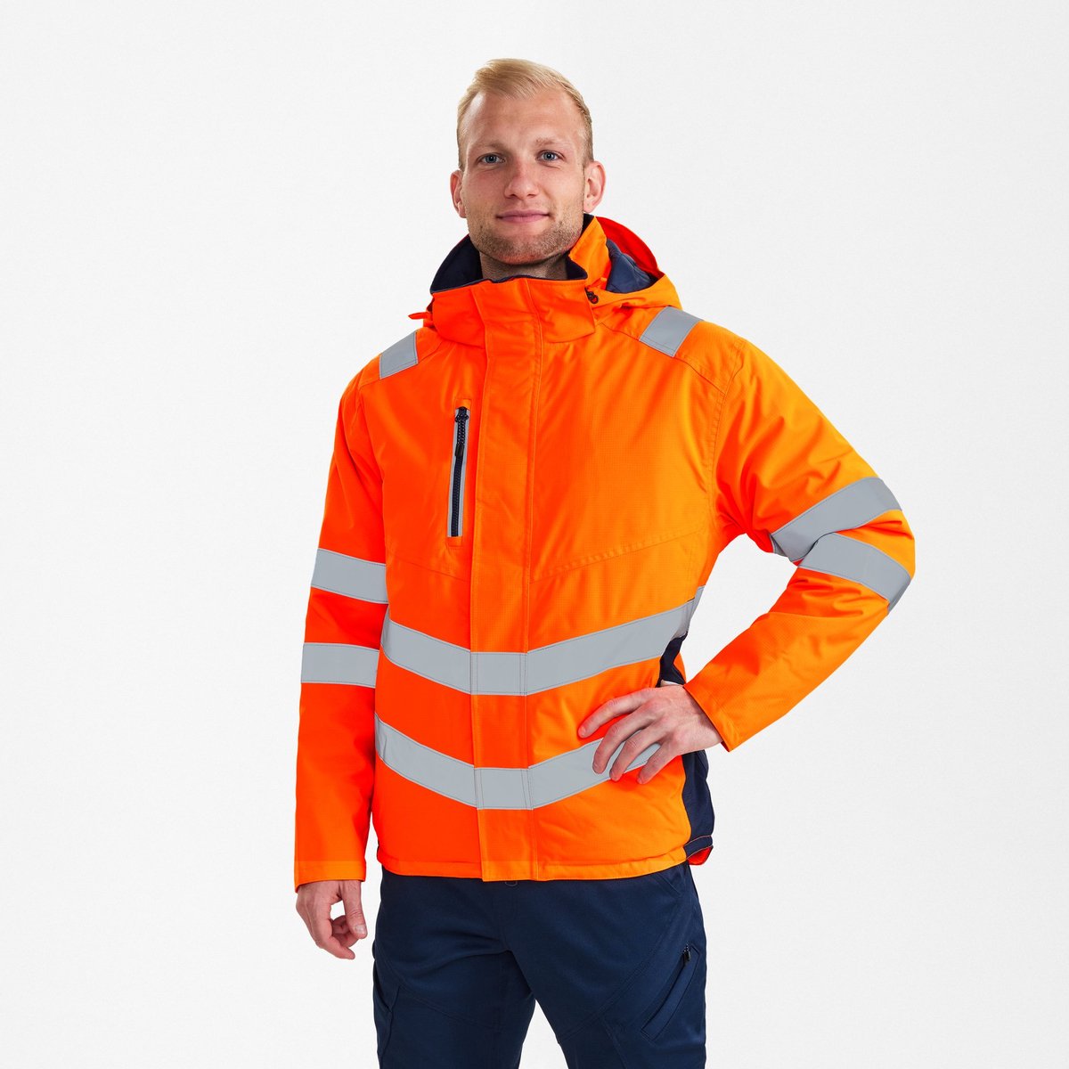 Engel Safety winterjack 1946-930 - Hi-vis Orange / Blue Ink - 5XL