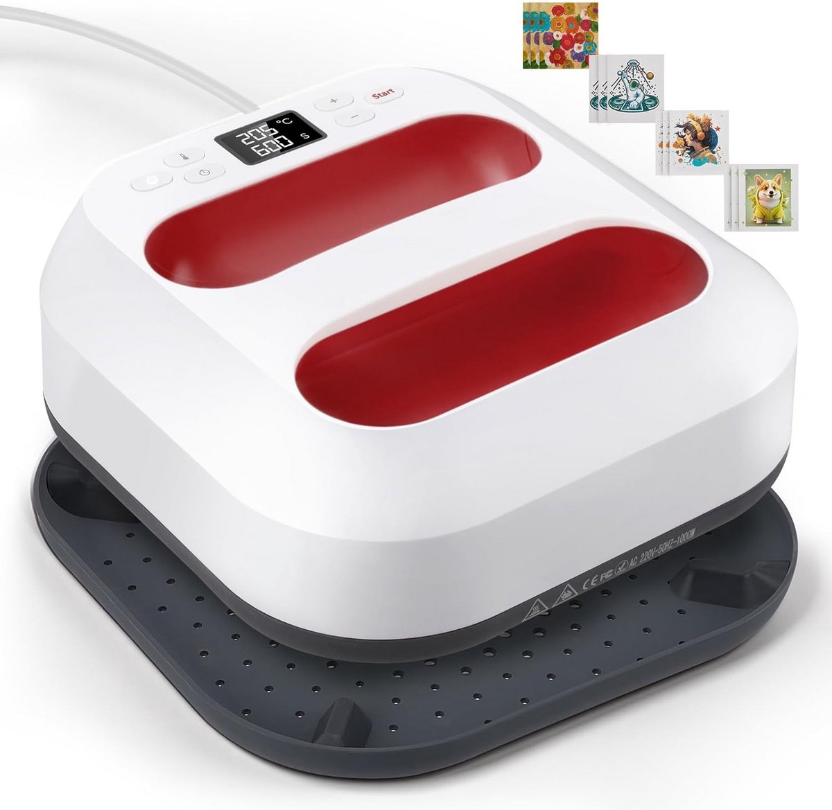 Mini Hittepers 22.5x22.5 cm - Professionele Textiel Pers met Timer en Temperatuurregeling voor T-shirts en Transfers