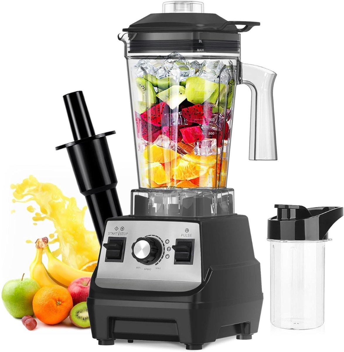 Blender 1.8L High Performance Mixer - 300ml To-Go mok - 6-voudige metalen mes - pulsfunctie MAX 1800W - mok BPA vrij - ijsbreker - eiwitschudder, crusher, smoothie maker 4-IN-1 blender