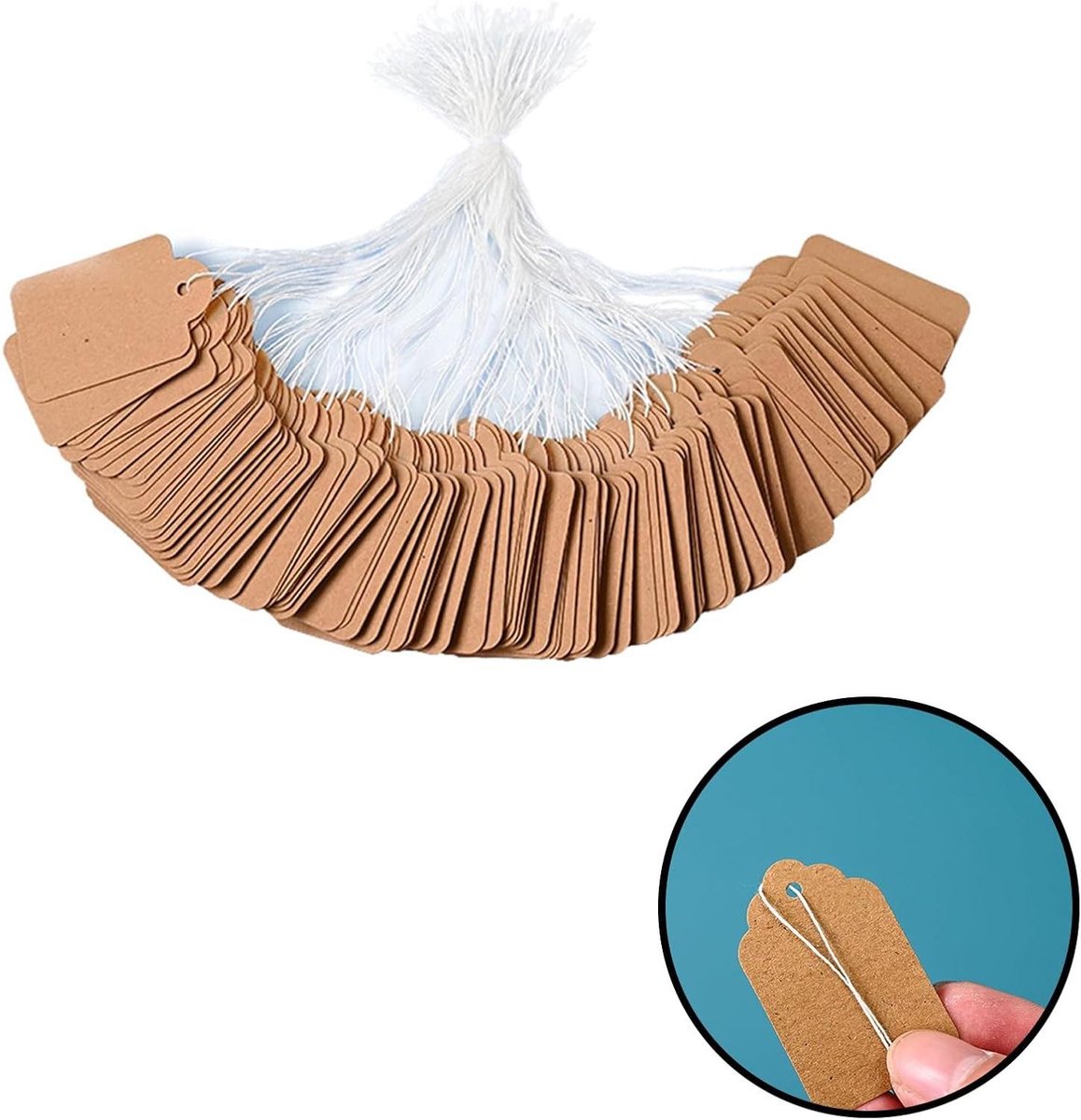Cadeauhangers Kraftpapier Etiketten Labels Jute Koord 200 stuks - Handgemaakt Bruiloft Cadeau Kerstmis