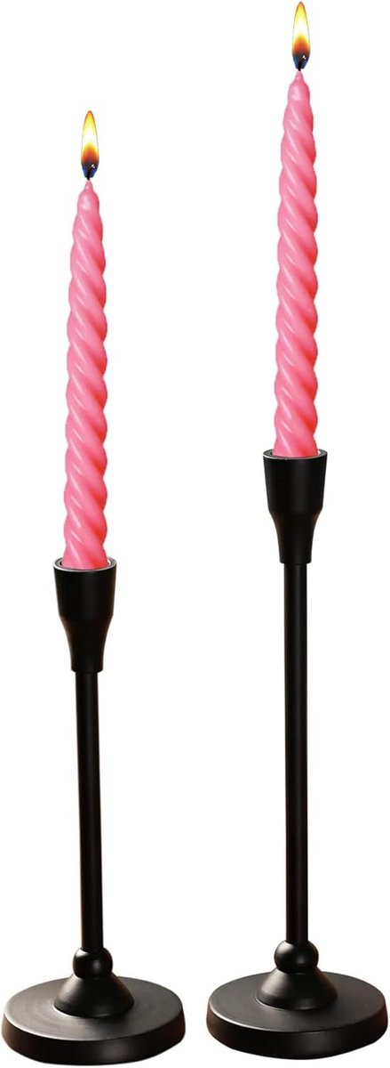 Set van 2 Decoratieve Zwarte Kandelaars voor Taperkaarsen - Tafeldecoratie