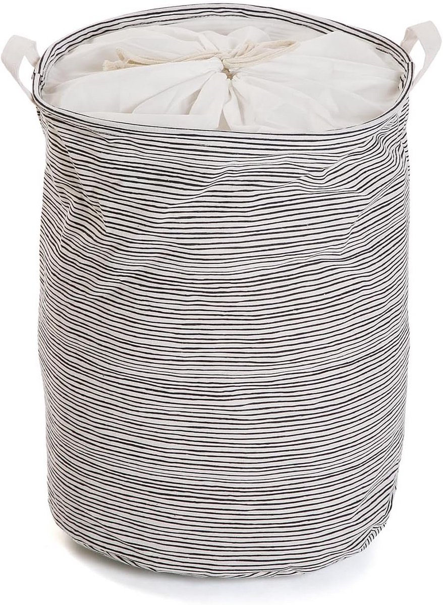 Grote Wasmand met Inklapbare Handvatten - Polyester - Zwart - 48x38x38 cm