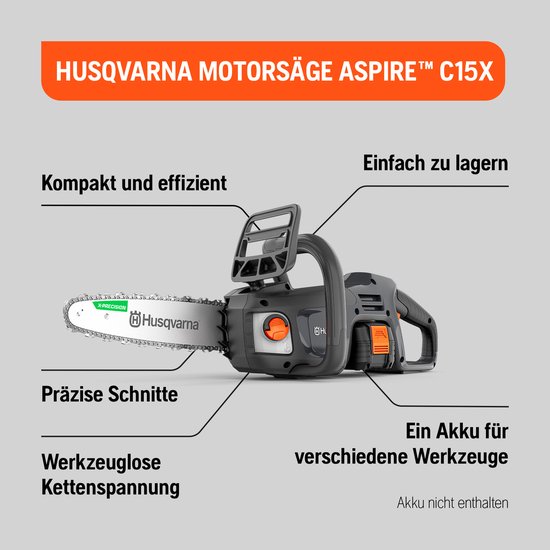 Husqvarna Accu-kettingzaag Aspire C15X-P4A, batterij aangedreven, lithium-ionen, 18V, hoge snijsnelheid (zonder accu en oplader) van Husqvarna — afbeelding 3
