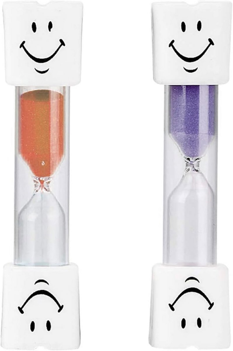 Set van 2 Zandlopers (Timer) voor Kinderen - 3 Minuten Tandenpoetsen, Koken & Spel