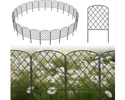 Aufun Decoratieve metalen tuinafrastering - 25 pcs, 60×32 cm - Ruitpatroon- Insteekbare afrastering zonder greppel - Verplaatsbare dierenafrastering - Voor honden, konijnen, bloemperken, tuinen, terrassen, campings en vijvers.